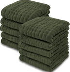 Comfy Cubs Muslin Baby Washcloths 10 Pack - Soft 6-Layer Cotton Wash Cloths for Sensitive Skin - 10"x10" Large, Gentle, Absorbent Infant Essentials for Newborn and Toddlers - Kelp