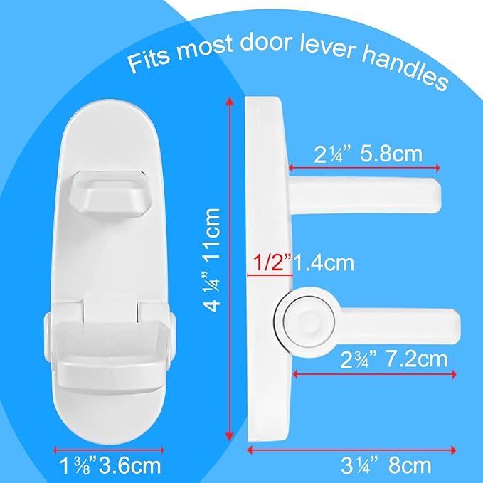 Childproof Door Lever Lock Baby Safety Locks for Doors (1 Pack) Improved Door Safety for Kids, 3M Adhesive No Drilling Child Safety Door Handle Lock. Simple Install, No Tools Needed (Black, 1)