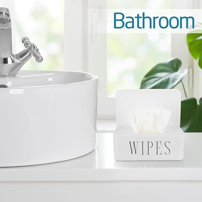 3 Pcs Large Baby Wipes Dispenser Refillable Wipe Holder with Lid Toilet Wipes Container for Bathroom Tissue Paper Storage Box for Home Office Cars (White,Small)