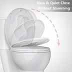 Potty Training Seat Built-In Toilet Seat, Round Toilet Seat 17 Inch with Baby Seat, 2 In 1 Soft Close Quiet No Slapping, Magnetic Absorption, Easy Installation for Bottom Fixing Toilet