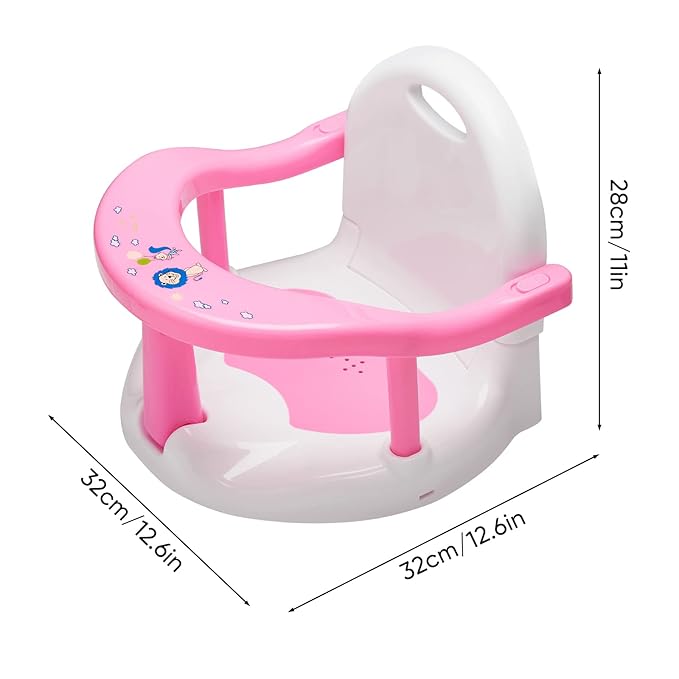 Foldable Baby Bathtub Seat - Non-Slip Bath Chair for Sitting Up, Shower Chairs for Newborn Infant 6-18 Months (Pink)