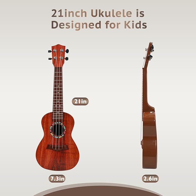 Raimy Kids Guitar Ukulele - 21in Ukulele Guitar Toys for Kids Ages 3 4 5 6 7+ Year Old Boys Girls Simulated Sound Quality Music Instruments Learning Education (Mahogany)