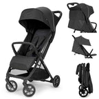 Inglesina Quid³ Stroller, Cosmic Black - Compact Reclining Travel Stroller for Baby & Toddler 0-55 lbs, One Hand fold, Car seat Compatible, Airplane Overhead, Lightweight, Foldable, XL UPF 50+ Canopy