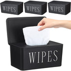 3 Pack Baby Wipes Dispenser Holder Wipe Container for Bathroom with Lid Toilet Tissue Paper Storage Refillable Box for Home Office Cars(Large,Black)