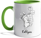 Rabbit Animal Coffee Cup Gift For Men Women Kids Children, Personalized Rabbit Lover Accent Teacup, Cute Rabbits White Coffee Mug 11 Oz 15 Oz, Custom Name Animal Rabbits Travel Mug Gift For Birthday