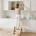 Wooden 2 Step Stool for Kids Bathroom Sink Foldable Anti-Slip 2-Step for Toilet Potty Training, Child Stepping Stool for Kitchen Nursery Bedroom, Sturdy Non Slip Adult Stool for Closet Brown