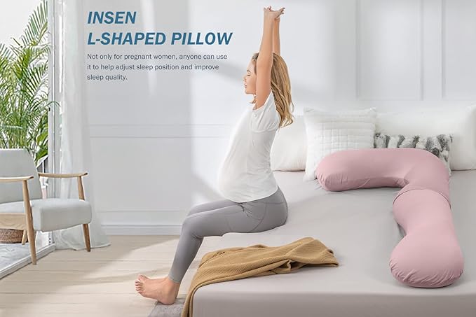 INSEN Pregnancy Pillow for Sleeping,Maternity Body Pillow for Pregnancy Women,Pregnancy Support Pillow for Back, Hip Pain, Pink