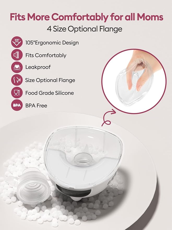 Lulia Breast Pump Hands Free, Wearable Breastfeeding Pump with 4 Mode and 9 Level, Strong Suction, Painless, Anti-Backflow, BPA Free, Portable Electric Breast Pumps with 17/19/21/24MM Flanges