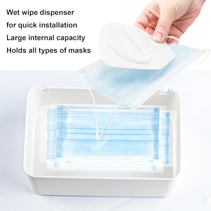 2Pcs Diaper Wipes Dispenser, Refillable Wipe Container, Wipe Container with Sealing Design Lid, Keep Wipes Fresh,Wet Wipes Cases (White/Black)