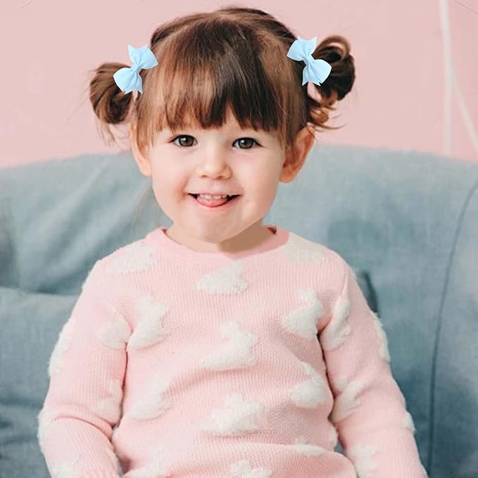 40pcs baby hair ties with Bows Elastic Ponytail Holders Small Hair Accessories for Kids Toddlers Infants. (Mixed color 2)
