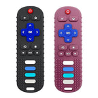 Baby Teething Toys, Food Grade Silicone Teether for Babies 3 6 12 18 Months, TV Remote Shape Toddlers Chew Toys, Freezer BPA Free (Black+Red)