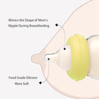 YOHKOH Natural Glass Baby Bottle with Natural Response Nipple, Newborn Anti-Colic Baby Bottles, Wide Neck Mushroom Cap Baby Bottle, Clear (Yellow, 3.4oz (Pack of 2))