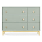 Delta Children babyGap Legacy 6 Drawer Dresser with Leather Pulls and Interlocking Drawers Greenguard Gold Certified, Sage Green w/Natural