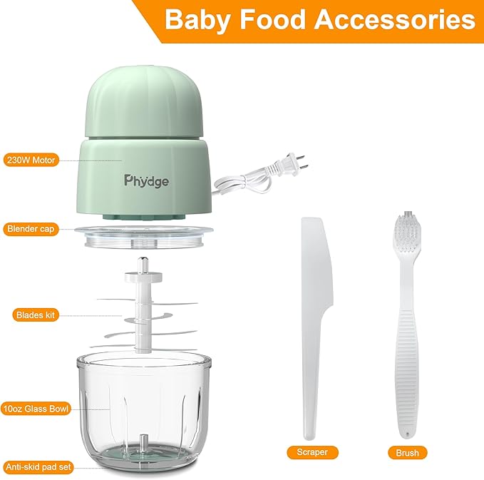 Baby Food Maker Blender, 10oz Baby Food Puree Maker, Food Processor for Baby Foods Fruit Vegetable Meat, 10-Second Quick Soft Food Prep for Baby-Upgraded