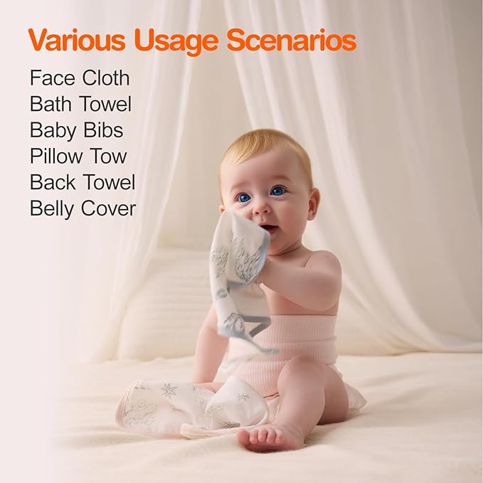 Baby Washcloths for Newborn, Soft Face Cloths for Baby, Absorbent Baby Bath and Face Towels, Reusable Baby Wipes, Burp Cloths to Baby Essentials Must Haves - 3 Pack