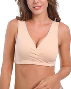 SUIEK 4 Pack Nursing Sleep Bra Maternity Bralette Cotton Breastfeeding Bras