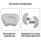 2 in 1 Baby Support Pillow, Adjustable Banana Shape Baby Neck Head Travel Pillow Stroller Insert Cushion for Kids, Toddler, Gray