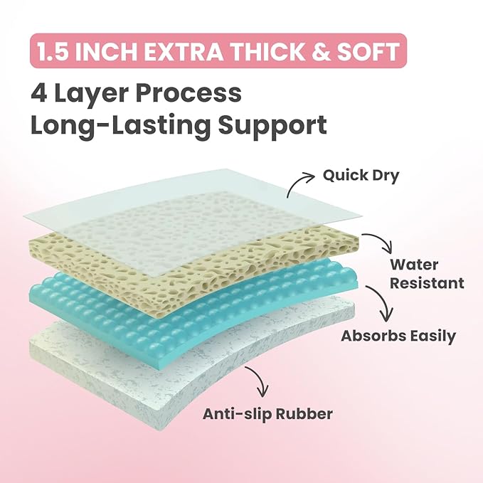 Baby Bath Kneeler and Elbow Rest Pad Set, Non-Slip Painless Thick Kneeling Pad - Foam Kneeling Pad for Bathing Babies - Knee Saver & Arm Support with 4 Pockets Toy Organizer (Large, Baby Pink)