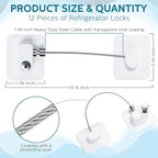 12 Pack Refrigerator Lock with 12 Keys Fridge Locks Combination Adhesive Child Safety Cabinet Freezer Door Lock Adult File Drawer Kitchen Appliance Furniture Closet(White)