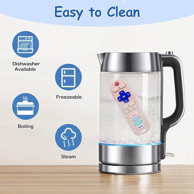 3 Pack Baby Teething Toys&Remote Control Toy, Baby Chew Toys for Teething Relief, Food Grade Silicone Teethers for Babies 3-24 Months, Ideal Boy Girl Birthday Christmas Gift(Pink&Khaki&Purple)