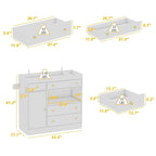 WOODTIME 43.3" W Nursery Dresser with Diaper Changing Tray, 2 Hidden Organizers & Towel Racks, Baby Kids Dresser Changing Table with 4 Drawers & 2 Shelves for Bedroom, White
