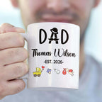 Dad EST 2026 Coffee Mug Gift For First Time Dad or Soon To Be Father, Customized Best Daddy Ever Accent Cup Gift For New Papa Father Grandfather, Personalized Year Name Papa White Ceramic Mug 11 15Oz