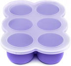 WeeSprout Silicone Freezer Tray with Clip on Lid Perfect Food Storage Container for Homemade Baby Food, Vegetable, Fruit Purees, and Breast Milk (Bright Purple, Six 3 Ounce Sections)