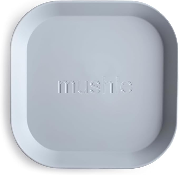 mushie Square Dinnerware Plates for Kids | Made in Denmark, Set of 2 (Cloud)