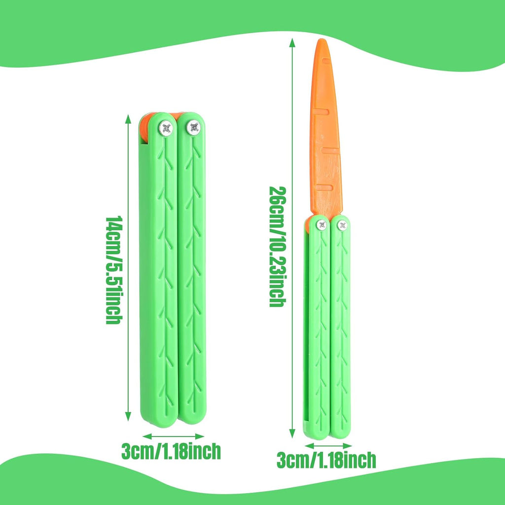 Toy Knife Carrot Knife Toy Butterfly Toy Knife Plastic Gift for Adults ADHD Fidget Toys Stress Sensory Toy for Autism Add Anxiety Relief, Large(6 Pcs, Normal)