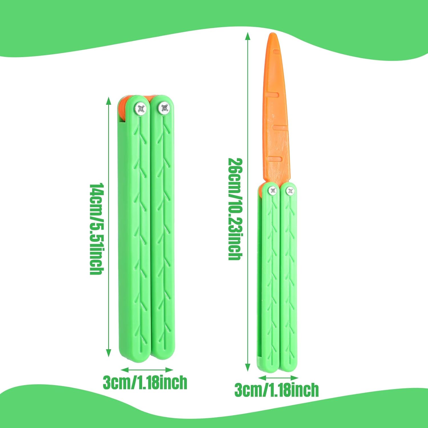 Toy Knife Carrot Knife Toy Butterfly Toy Knife Plastic Gift for Adults ADHD Fidget Toys Stress Sensory Toy for Autism Add Anxiety Relief, Large(6 Pcs, Normal)