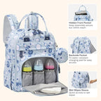 BabbleRoo Diaper Bag Backpack - Baby Essentials Travel Tote - Multi Function Water Resistant Diaper Bag, Travel Essentials Baby Bag with Changing Pad, Stroller Straps & Pacifier Case - Unisex, Cosmic