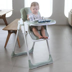 3 in 1 Baby High Chair with Wheels, Adjustable 5 Point Harness, Tray, Foot Rest, Backrest and Seat Height, Foldable High Chair for Toddlers, Green