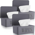 3 Pack Baby Wipes Dispenser Holder Wipe Container for Bathroom with Lid Toilet Tissue Paper Storage Refillable Box for Home Office Cars(Small,Gray)