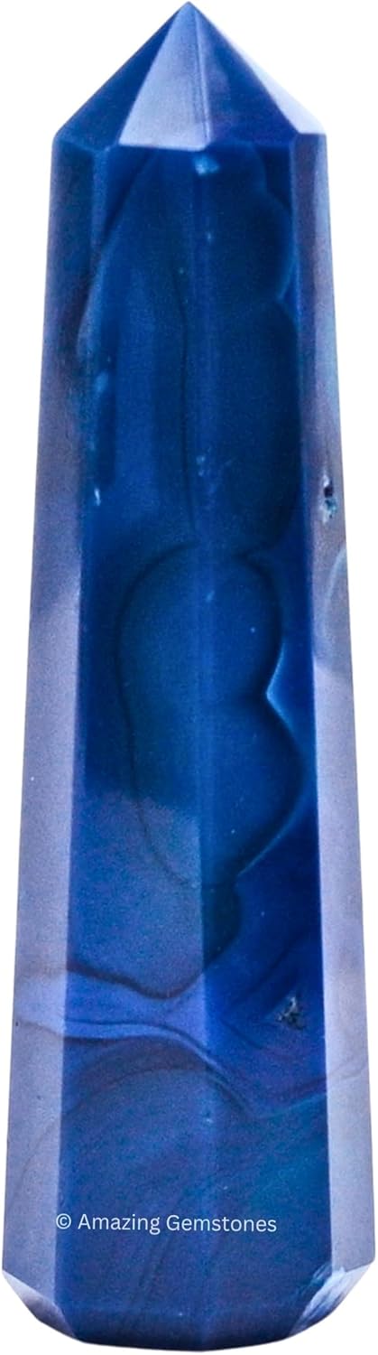 Amazing Gemstone Blue Agate Crystal Towers ~ Natural Healing Crystal Point Obelisk for Reiki Healing and Crystal Grid (2 to 3 INCH)