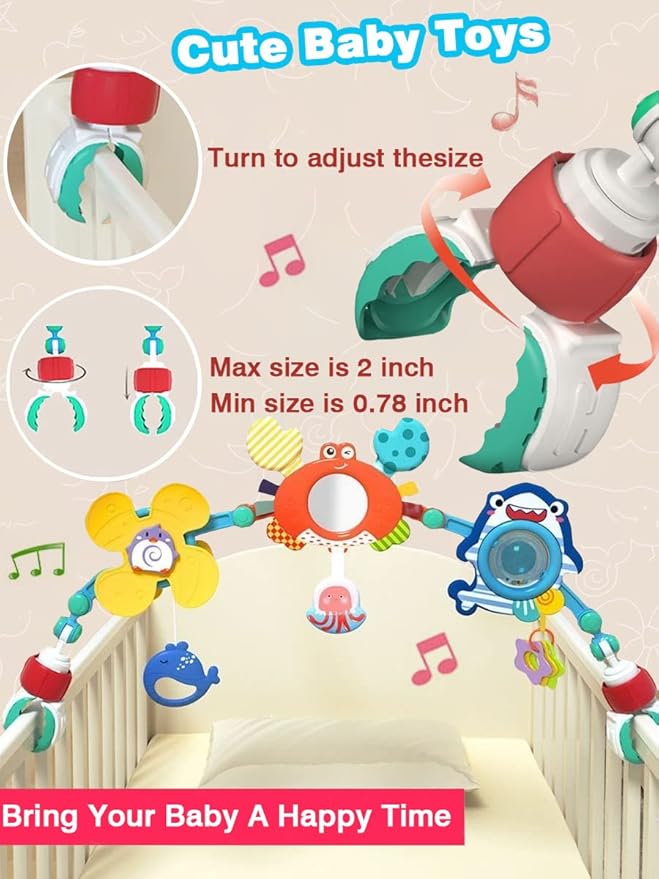 Pau1Hami1ton Baby Stroller Arch Toys, Car Seat Toys,Bouncer Toy Bar/Mobile for Bassinet,Adjustable Baby Hanging Toys Fit for Crib Bed,Stroller,Car Seat.S-19(Crab)