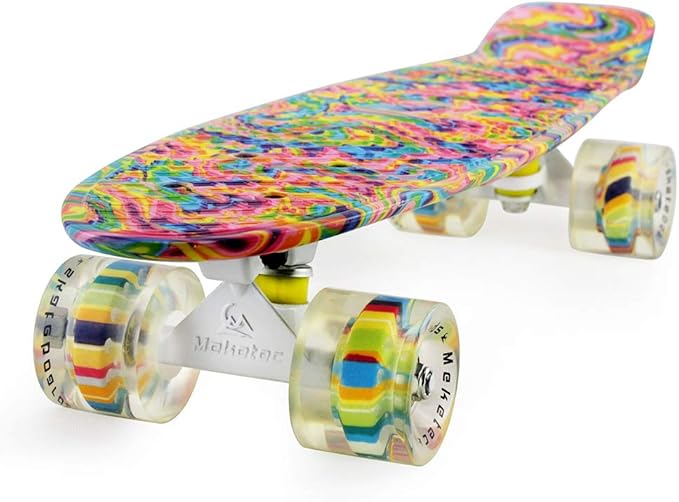 Skateboards Complete 22 Inch Mini Cruiser Retro Skateboard for Kids Boys Youths Beginners