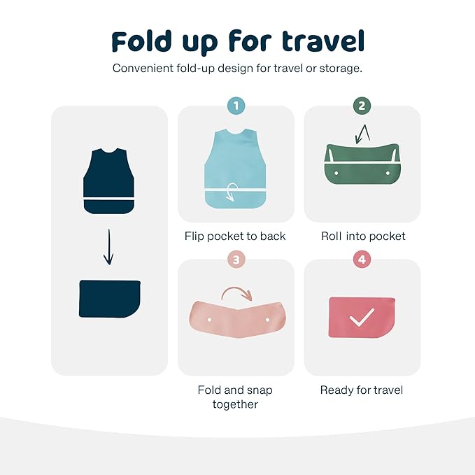 Tiny Twinkle Mess Proof Baby Bib - Waterproof & Lightweight Baby-Led Weaning Apron | 100% Recycled Polyester, Easy Clean & Machine Washable (Green Checkers, Small 6-24 Months)