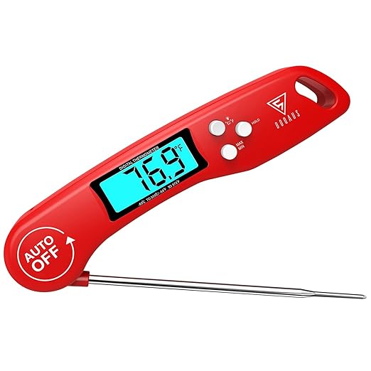 DOQAUS Digital Meat Thermometer, Instant Read Food Thermometers for Cooking, Kitchen Probe with Backlit & Reversible Display, Wide Temperature Range for Turkey, Grill, BBQ, Baking, Bread, Sourdough