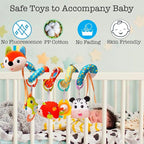 Baby Car Seat Toys, Infants Activity Spiral Plush Toys for Babies 0-6 Months Hanging Stroller Toy Gift for Infant Boys and Girls 0 3 6 12 Months Newborn Sensory Toy with Rattles Squeaker Music - Fox