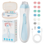 Baby Nail Trimmer Electric, 15 in 1 Baby Nail Clippers for Gentle Nail Care, Rechargeable Baby Nail File Electric with Light &15 Grinding Pads for Infant Toddler, Blue