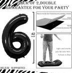 GOER Black Foil Balloons Number 6,Huge Number Balloons for 6th Birthday Party Supplies Anniversary Decorations (3 pcs,42 inch,32 inch,16inch)