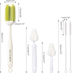 5-in-1 Baby Bottle Brush Kit, Silicone Bottle Brush for Baby Bottle and Breast Pumps, Sponge Nipple Brush with Replaceable Brush Head, Straw Brushes, Pink