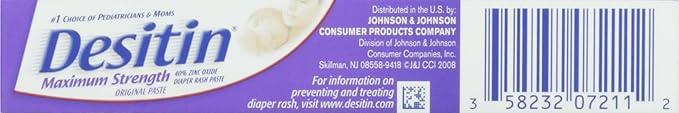 Desitin Maximum Strength Baby Diaper Rash Cream with 40% Zinc Oxide, Travel Size, 1 oz (Pack of 6)