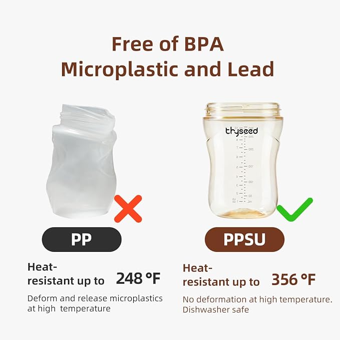 PPSU Natural Breast-Like Bottle with Nipple(0-3 Months),10oz，2pack