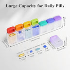 Weekly Pill Organizer Magnetic, Removable Pill Box 7 Day 1 Time a Day, Large Pill Case Travel, Week Once Daily Medication Dispenser, Medicine Container Holder for Supplement Vitamin, White