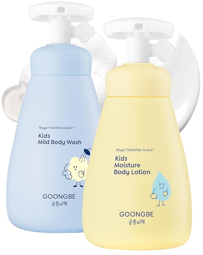 Kids Complete Body Care Set - Korean Low pH Body Wash & 24hr Moisturizing Lotion - Hydrating Formula with Panthenol, Amino Acids, Cica & Squalane - Allergen-Free Scent, 10.1 fl.oz & 2.7 fl.oz