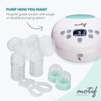 Motif Luna Double Electric Breast Pump Bundle with Luna Cooler Set and Milk Storage Bags, 6 oz - 100 Count - Milk Freezer Bag with Easy Pour Spout