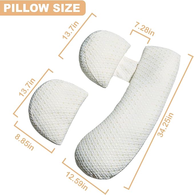 Pregnancy Pillow, Maternity Pillow with Detachable & Adjustable Pillow Cover, Full Body Pillow for Adults Sleeping, Support for Back, Belly, Legs, HIPS, Pregnancy Must Haves