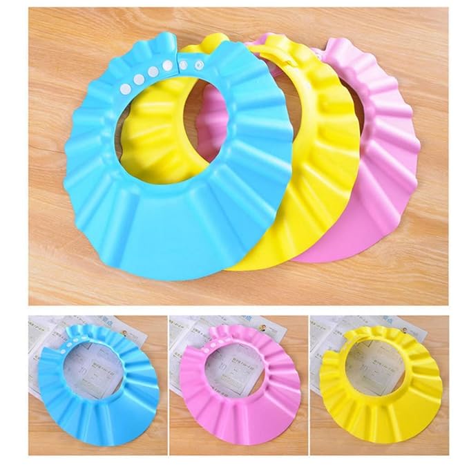 Baby Bath Soft Cap Adjustable Soft Bath Cap Shampoo Protection Products for Baby Kids Child Shower 3PCS