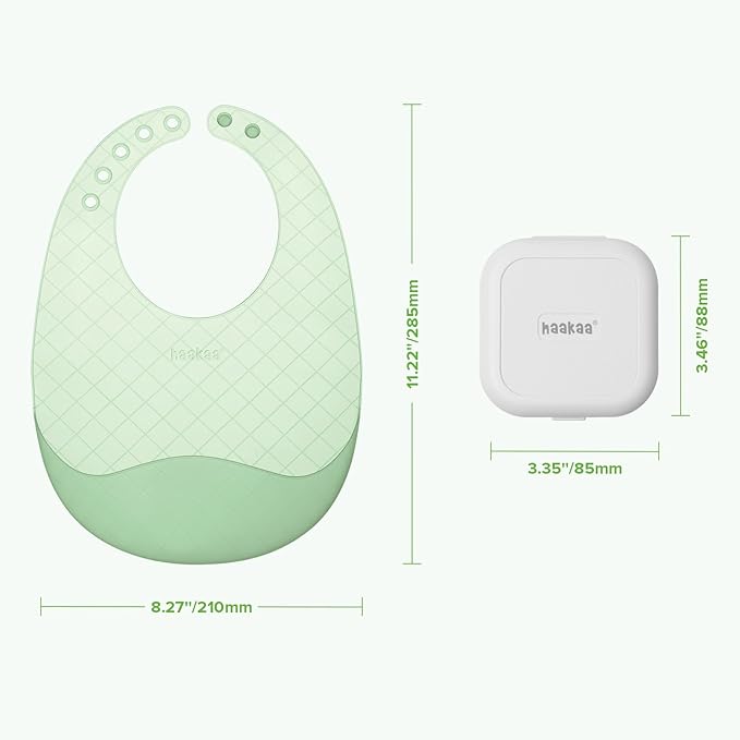 haakaa Lightweight Silicone Pocket Bib – Ultra-Light & Foldable Travel Silicone Baby Bibs with Deep Food Catcher Pocket, Adjustable Waterproof Design, Baby Feeding Essentials